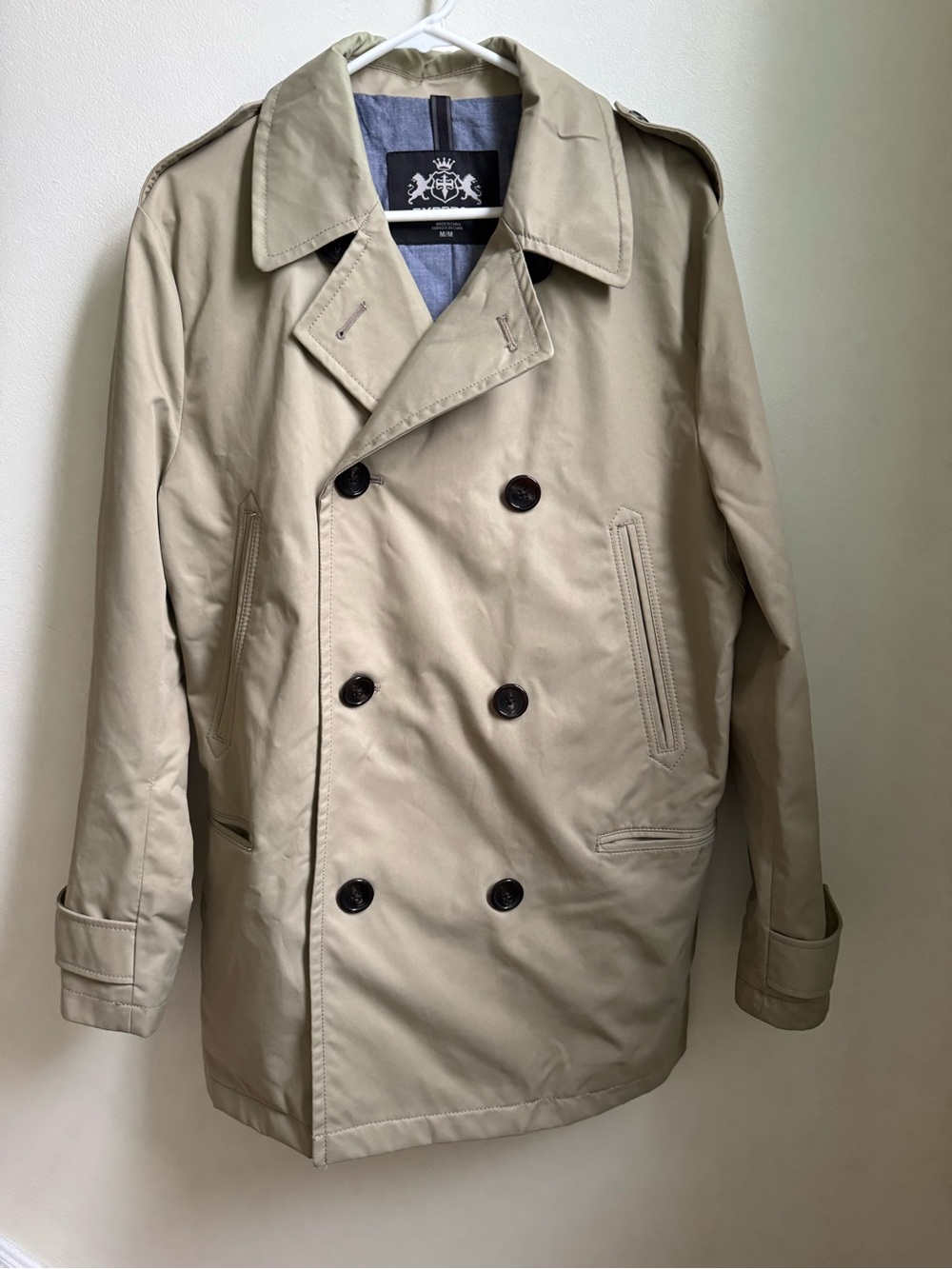 Express Men's Cotton/Nylon 5 pockets Double-Breasted Trench Coat - Khaki